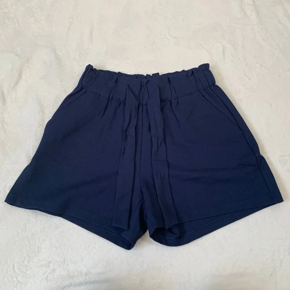 41 Hawthorn Womens‎ Navy Blue Paperbag Waist Tie Front Shorts Size Small